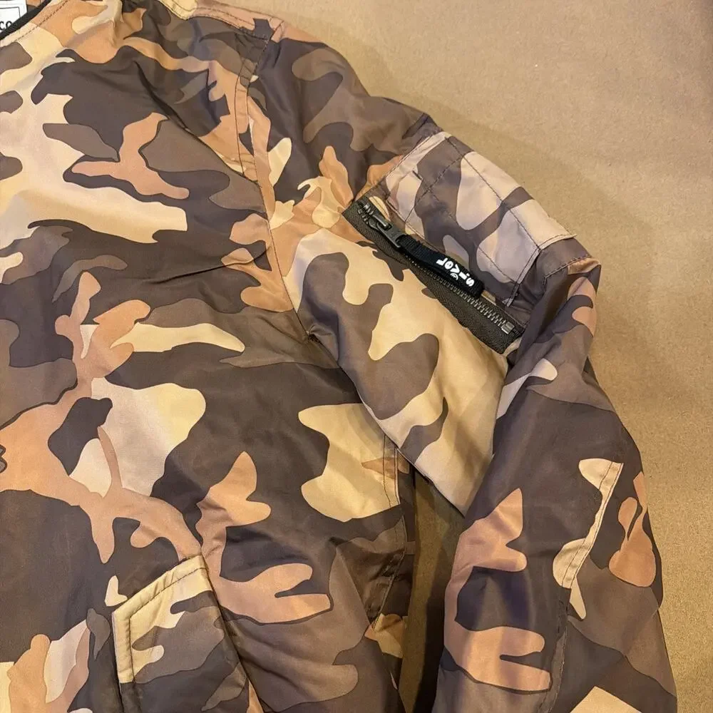 Levi's Bomber Jacket Mens Small Brown Camo Full Zip Flight Utility Coat